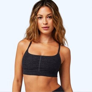 Fabletics Charcoal HeatherFlex Low Impact Strappy Bra Size M EUC Activewear